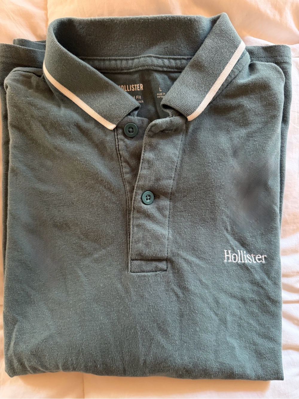 Hollister Relaxed Fit Advanced Stretch Polo Shirt Distressed Green